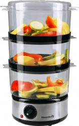 Aparat de gatit cu aburi Hausberg HB-1355 400W 7.2L 2 nivele Transparent 