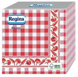 Servetele de Masa Regina Picnic Dimensiune 33x33 cm 45 Buc/Pachet Un Strat Culoare Alb/Rosu - AT416678 