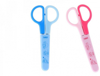 Set 2 Foarfece Scolare cu Capac de Protectie DELI Manere Plastic 120 mm - GP60600 