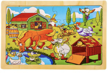 Puzzle Educational din lemn 24 piese Ferma animalelor 1 LIB-BBL4972 
