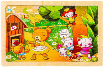Puzzle Educational din lemn 24 piese Ferma animalelor 3 LIB-BBL4974 