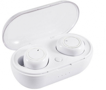 Casti Audio Wireless Bluetooth V5.0 Control Touch Dock Incarcare Microfon Incorporat TWS5 Alb 