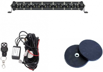 Led Bar Auto 6D Super Slim CREE 34Cm Carcasa Aluminiu Negru LED si Set 2 Buc Suport Magnetic+cablaj 