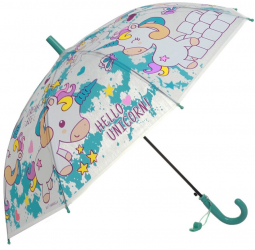 Umbrela lunga pvc automata-copii PAMI U-S621-340 50 cm 8 spite Turcoaz 