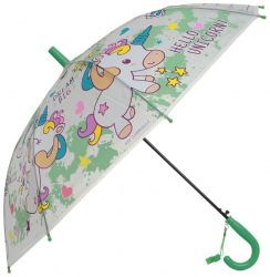 Umbrela lunga pvc automata-copii PAMI U-S621-340 50 cm 8 spite Verde 
