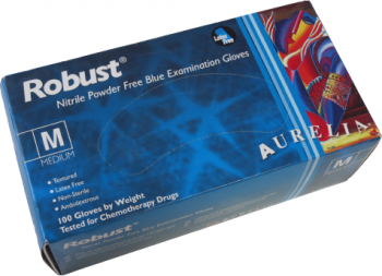 Cutie 100 manusi examinare Aurelia Robust nitril albastre M texturate nepudrate ambidextre AQL 1.5 