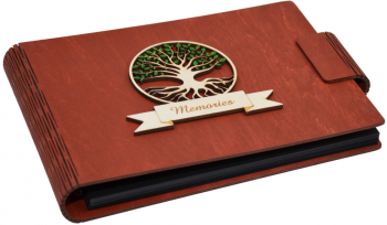 Album foto A5 personalizat din lemn Rosu Piksel GuestBook Caiet amintiri Pomul vietii 