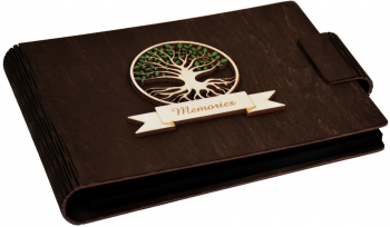 Album foto A5 personalizat din lemn Wenge Piksel GuestBook Caiet amintiri Pomul vietii 