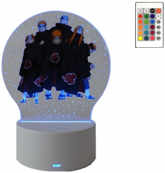 Lampa De Veghe LED anime Naruto Akatsuki 16 Culori cu telecomanda Lumina Ambientala Alimentare USB sau 3 baterii AA 
