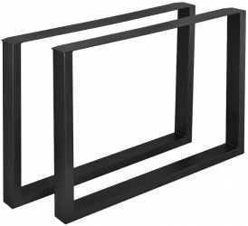 Set 2 bucati picioare masa Model Dreptunghi Vopsire in camp electrostatic Metal Negru 71x60 cm