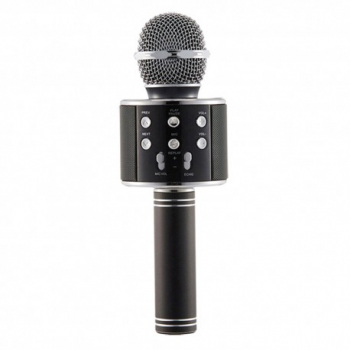 Microfon Profesional Karaoke Smart WS-858 Negru Hi-Fi Conexiune Wireless Bluetooth 4.1 cu Difuzor si Acumulato 