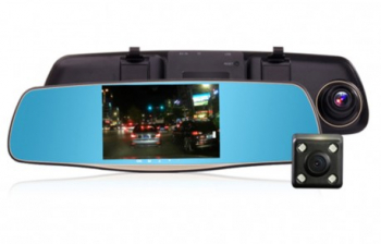 Oglinda Camera Video Auto L808 DVR FullHD Dubla cu Ecran 5 inchi Touch Screen si Unghi de 170 and deg 
