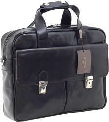 Servieta neagra de dama port laptop Suveran din piele naturala vacchetta 