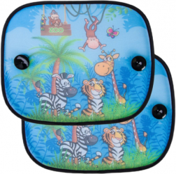 Set cu 2 parasolare auto din plasa cu fixare tip ventuza model Animale salbatice 44x 36 cm Multicolor SOHO4546 