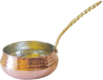 Cratita turceasca pentru sos cu maner de metal 300ml 10cmx4 5cm cupru EHA 