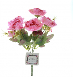 Buchet 5 bujori artificiale PAMI F1021-1 28cm Roz 