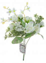 Buchet 5 trandafiri artificiale PAMI F1021-3 28cm Alb 