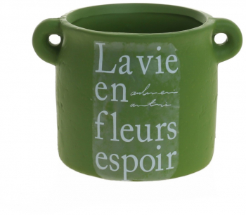 Ghiveci flori ceramic PAMI FG1021-182L 11.5x11 cm Alb Verde 
