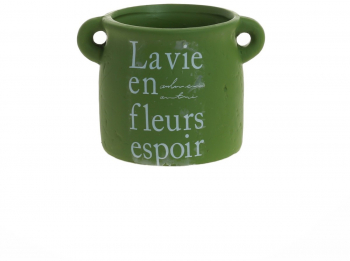 Ghiveci flori ceramic PAMI FG1021-182M 9x9 cm Alb Verde 
