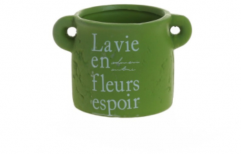 Ghiveci flori ceramic PAMI FG1021-182S 7.5x7 cm Alb Verde 