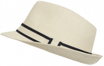 Palarie fedora barbat paie banda dungi PAMI PB-1221-212 58 cm Bej 