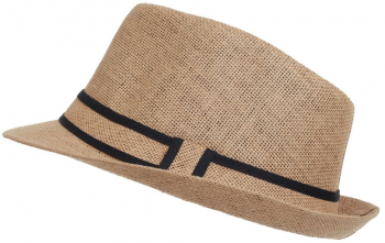 Palarie fedora barbat paie banda dungi PAMI PB-1221-212 58 cm Maro 