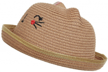 Palarie paie cu ureche pisicuta pentru fetita PAMI PFT-1221-191 52 cm Camel 