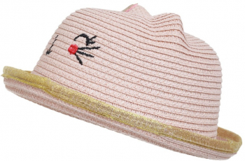 Palarie paie cu ureche pisicuta pentru fetita PAMI PFT-1221-191 52 cm Roz-prafuit 