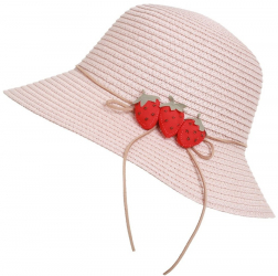 Palarie paie fete cu capsuni PAMI PFT-1221-182 52 cm Roz 