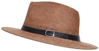 Palarie panama barbat paie banda neagra din piele PAMI PB-1221-220 58 cm Maro 