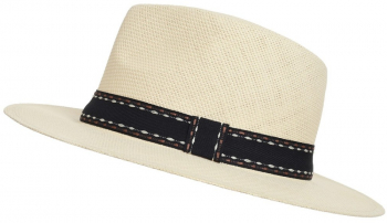 Palarie panama barbat paie cu banda neagra si cusatura PAMI PB-1221-204 60 cm Bej 