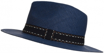 Palarie panama barbat paie cu banda neagra si cusatura PAMI PB-1221-204 60 cm Bleumarin 