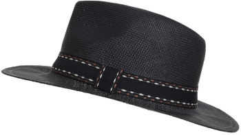 Palarie panama barbat paie cu banda neagra si cusatura PAMI PB-1221-204 60 cm Negru 