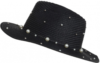 Palarie panama dama cu perla PAMI PD-1221-270 57 cm Negru 
