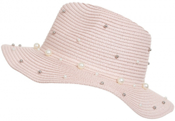Palarie panama dama cu perla PAMI PD-1221-270 57 cm Roz 