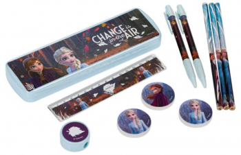 Penar cu 10 accesorii de scris pentru scolari personaj Frozen II Multicolor SOHO4702 