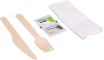 Set 100 Tacamuri Bis Lemn Furculita Cutit Servetel Sare Piper - MEGAAT7851444 