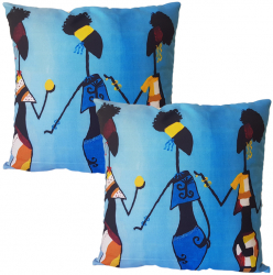 Set 2 fete de perna print femeie Africana cu bijuterii traditionale 43x43 cm EHA 23 
