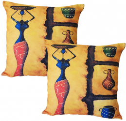 Set 2 fete de perna print femeie si vaze africane 43x43 cm EHA 14 