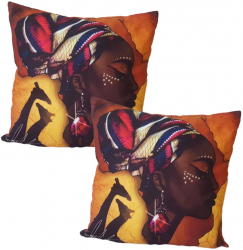 Set 2 fete perna print femeie Africana cu turban colorat 43x43 cm EHA 2 
