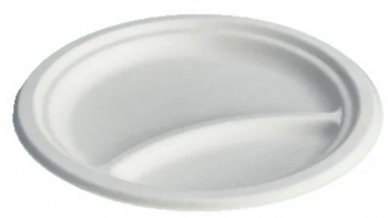 Set 50 Farfurii Biodegradabile 23 cm Bicompartimentate din Trestie de Zahar - MEGAAT11556411 