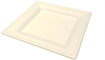 Set 50 Farfurii Biodegradabile Patrate 15 cm Trestie de Zahar - MEGAAT11532 