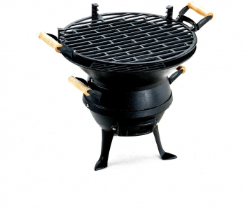 Gratar carbuni lemne din fonta groasa vopsit cu 3 picioare pentru camping gradina mare cu diametrul 37 cm 