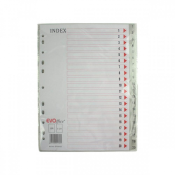 Index din Plastic EVOffice Numerotat de la 1 la 20 Format A4 - EVIP20 