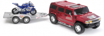 Masinuta Hummer de teren pentru copii cu trailer si motocicleta 