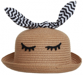Palarie paie fetita cu fundita dungi PAMI PFT-1221-183 52 cm Camel 
