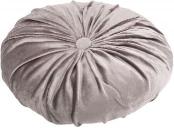 Perna decorativa rotunda cu buton-nasture pe jumatate culoare gri pentru pat 