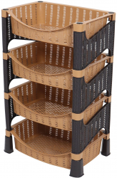Raft depozitare tip ratan 4 nivele de culoare maro dimensiune 48.5x33x77.5 cm