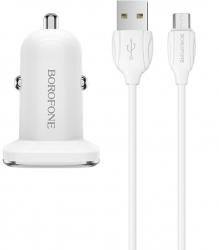 Incarcator auto cu cablu USB-C Fast Charge QC3.0 1 m Alb SOHO4959 
