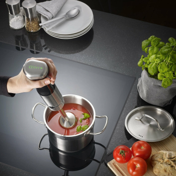 Blender de mana Graef HB82 fara fir autonomie 30 minute functie turbo 13.500 rpm lama otel inoxidabil maner ergonom negru 